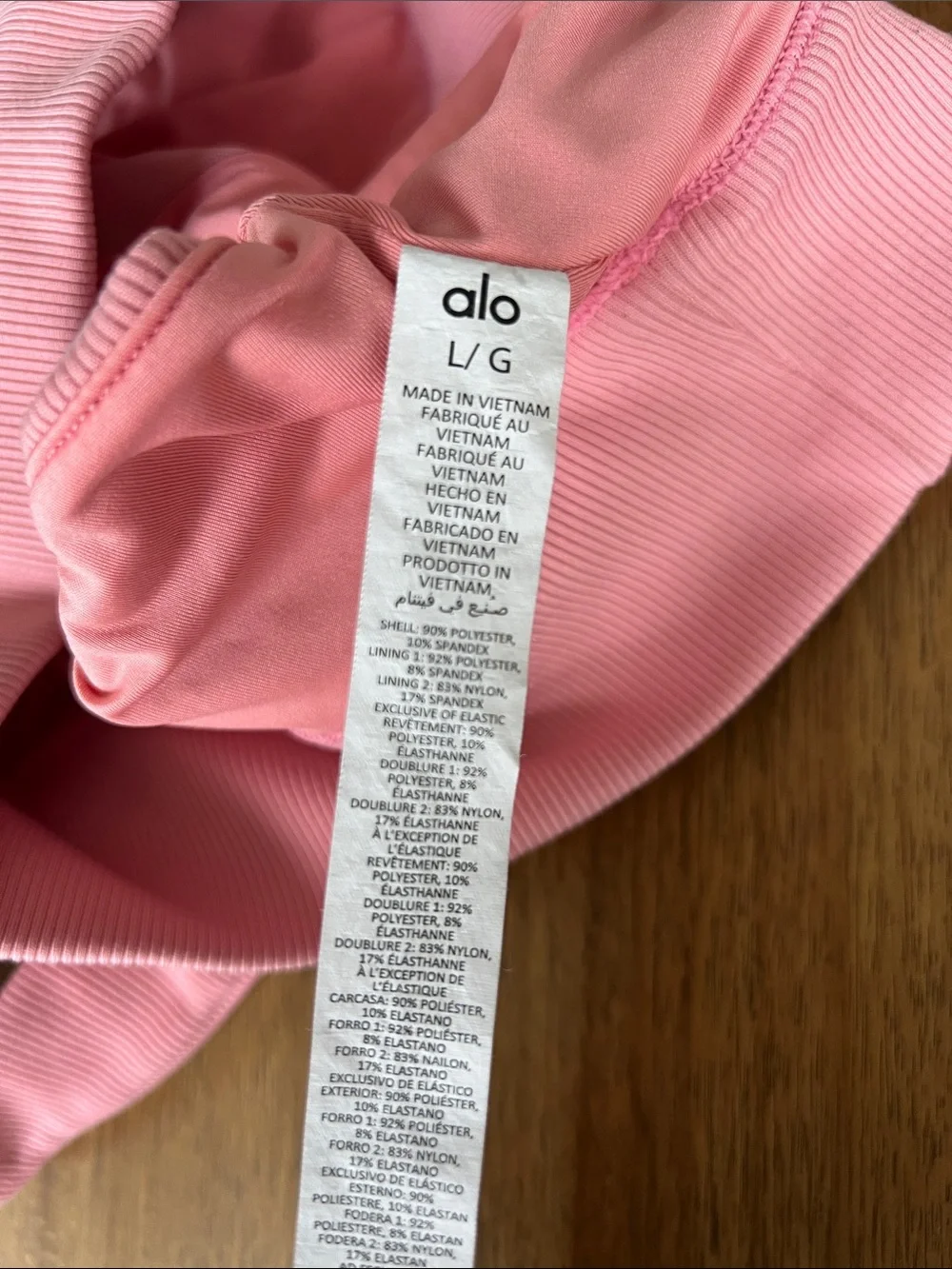 Alo Yoga Emulate Sports Bra Ribbed Pink Large